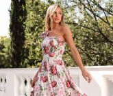 VESTIDO MIDI DE CREPE ESTAMPADO FLORAL LA DOLCE VITAL FLORAL