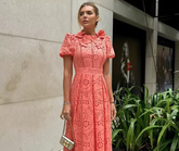 VESTIDO TAYANE MIDI EM LAISE LARANJA